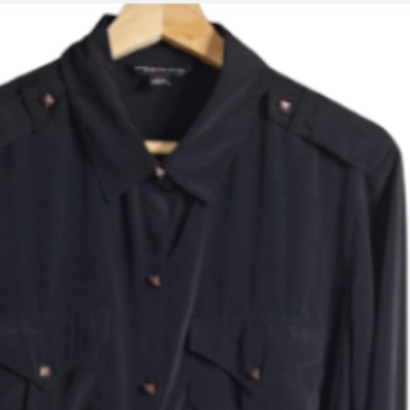 Rock & Republic Black Western Top with Unique Pyramid Shaped Buttons Size XL - Picture 2 of 6